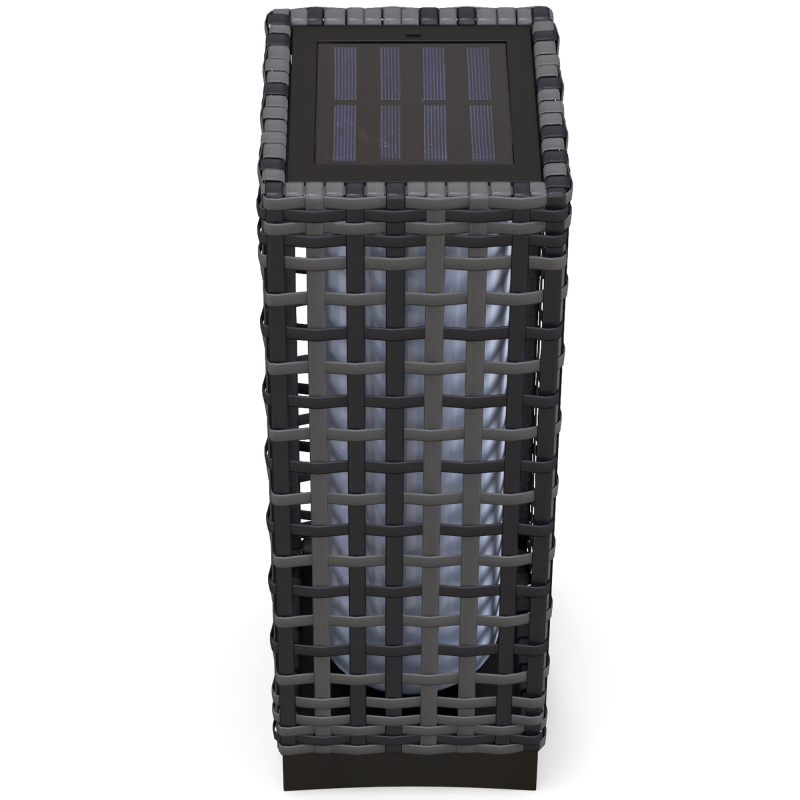 Outsunny Solarleuchte Rattan Solarlampe wasserdichte Wegleuchte mit Lichtsensor automatische LED Gartenlampe Außenleuchte für Balkon Stahl Grau Aosom.de – Bild 1 von 2