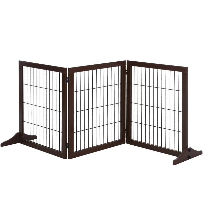 PawHut Hundegitter Absperrgitter aus Kiefernholz, Freistehend, Braun, 185x36x71cm Aosom – Bild 1 von 2