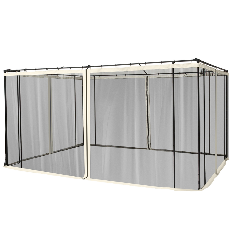 Outsunny Moskitonetz für 3x4 Pavillon, 4 Seitenteile, Fliegennetz mit Reißverschluss, Insektenschutz aus Nylon-Mesh, Schwarz Aosom.de – Bild 1 von 2