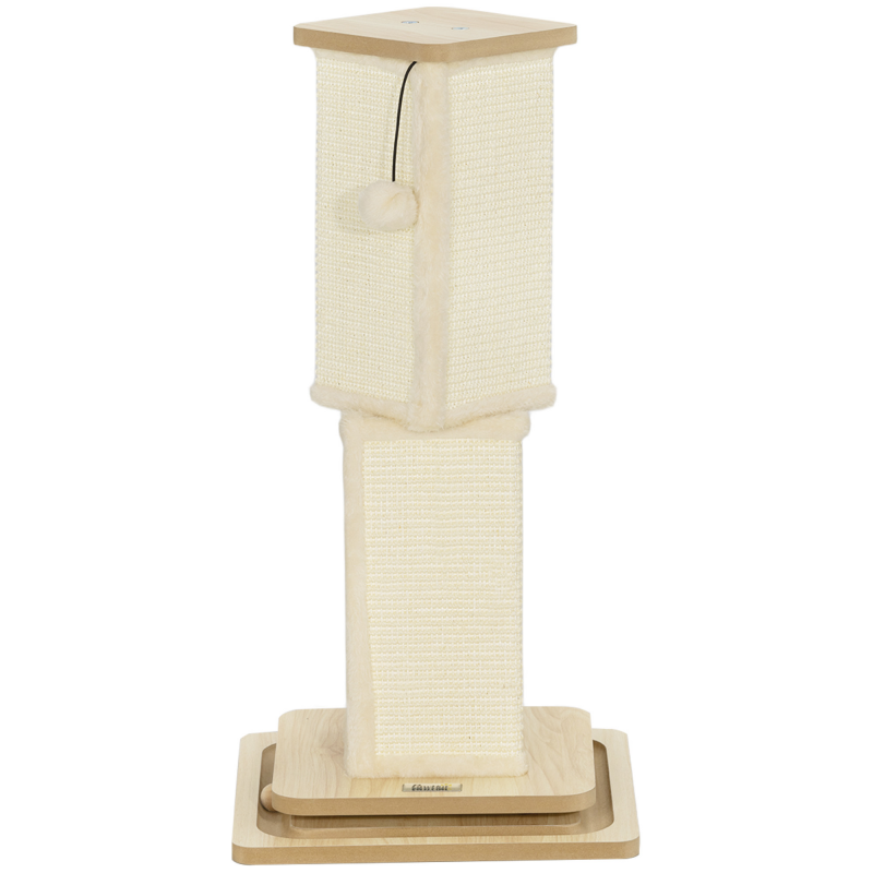 PawHut 3-in-1 Kratzstamm, 67cm Kratzsäule, Sisal-Katzenkratzbaum mit Spielball, Kratzbaum für Katzen, Katzen Kratzmöbel, Indoor, Eiche Aosom – Bild 1 von 2