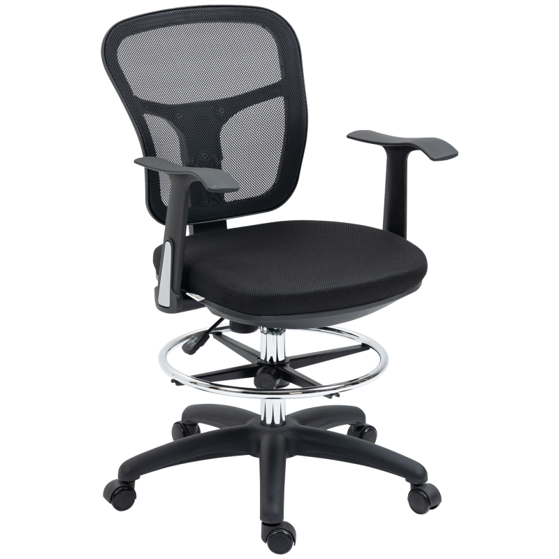 Vinsetto Bürostuhl Ergonomischer Computerstuhl 95-115 cm mit Armlehne & Fußstütze Mesh Schwarz für Büro & Homeoffice Aosom.de – Bild 1 von 2