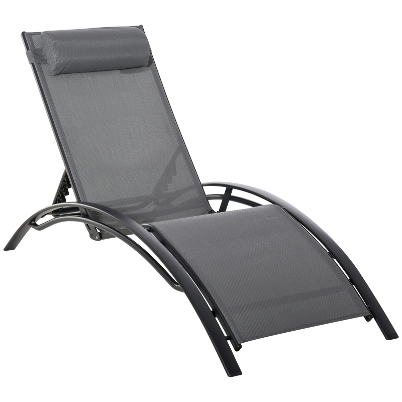Outsunny Sonnenliege Gartenliege Relaxsessel Liegestuhl Alu verstellbar Grau 171x64x82 cm für Terrasse & Balkon Aosom.de – Bild 1 von 2