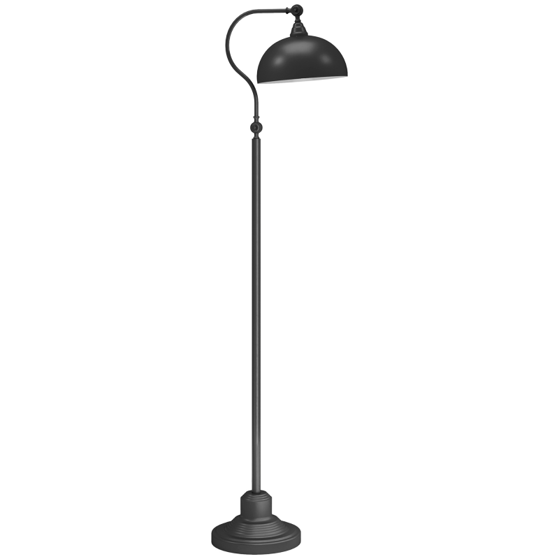 HOMCOM Stehlampe, Stehleuchte mit E27 Fassung, verstellbarem Lampenschirm, 40 W, Bogenlampe im Retro-Design, stabiler Stand, Metall, 42 x 25,5 x 152 cm, Schwarz Aosom – Bild 1 von 2
