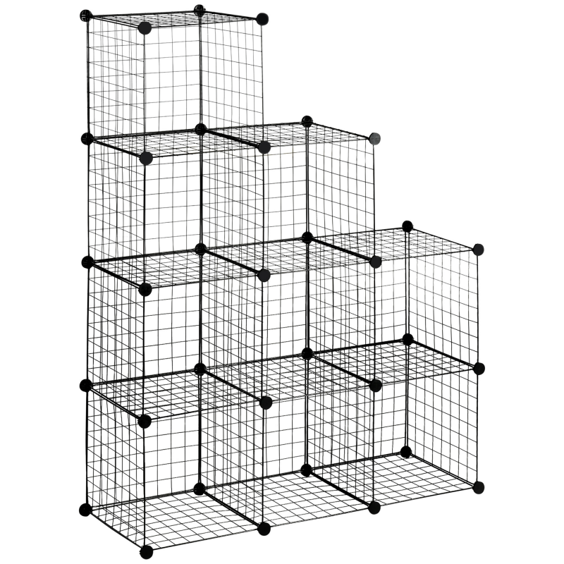 HOMCOM Regalsystem DIY Steckregal aus Stahldraht, 9 Fächer Schuhregal Schwarz, für Wohnzimmer, 35x35x35cm, platzsparend & modern Aosom.de – Bild 1 von 2