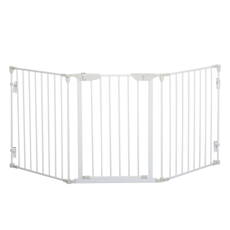 PawHut Absperrgitter für Hunde 3 Elemente mit Sicherheitstür Türschutzgitter Kunststoff Weiß 180x3x74,5cm für sicheren Hundeschutz Aosom.de – Bild 1 von 2