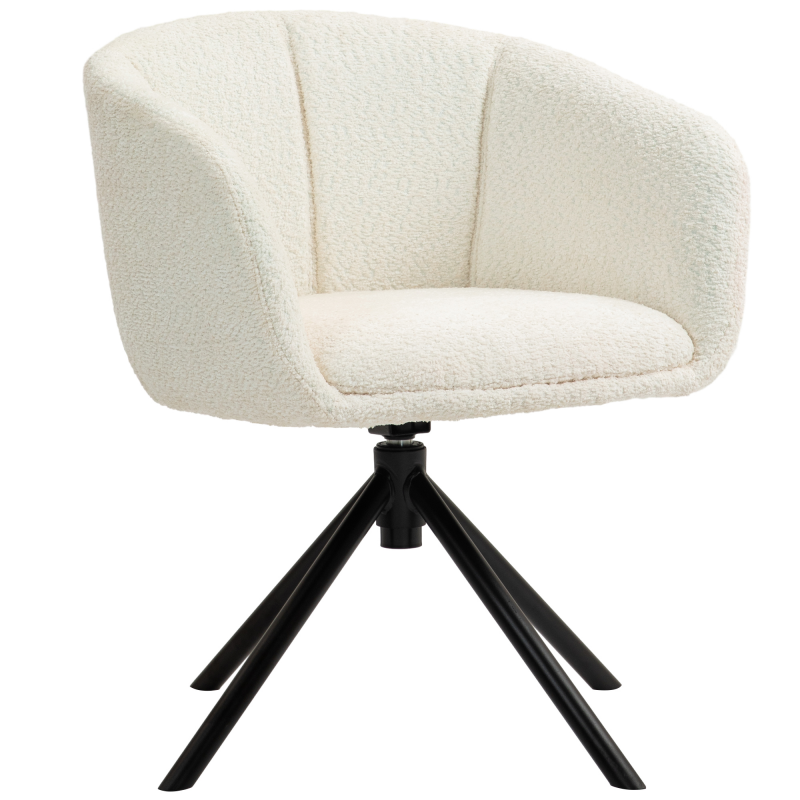 HOMCOM Sessel Loungesessel mit Armlehne, 360° Drehfunktion, Leinenoptik, Drehsessel mit Metallbeine, für Wohnzimmer, Schlafzimmer, Cremeweiß Aosom – Bild 1 von 2