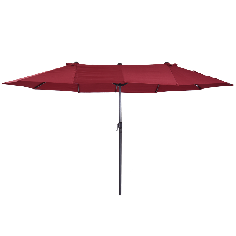 Outsunny Sonnenschirm Gartenschirm 455 x 270 cm Marktschirm Doppelsonnenschirm Terrassenschirm mit Handkurbel Weinrot Oval Aosom – Bild 1 von 2