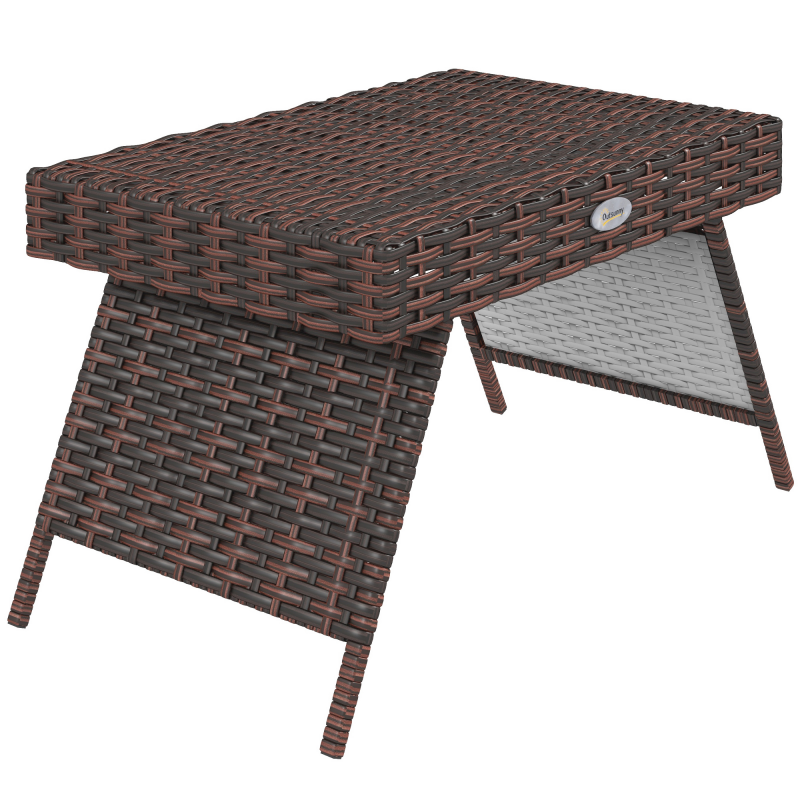 Outsunny Rattan Klapptisch Gartentisch wetterfest Braun 60x41x41cm ideal für Balkon & Terrasse Aosom.de – Bild 1 von 2