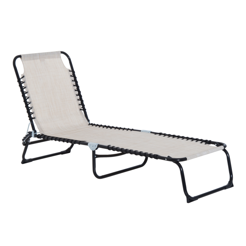 Outsunny Sonnenliege faltbar Gartenliege 4-stufig verstellbare Rückenlehne Stahl Mesh-Stoff Beige 197x58x76 cm für entspannte Stunden im Freien Aosom.de – Bild 1 von 2