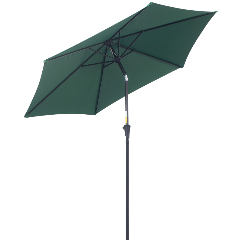Outsunny Knickschirm Sonnenschirm Gartenschirm Marktschirm mit Handkurbel Alu 180/㎡ Polyester Dunkelgrün ∅2,6 x 2,35 m Aosom – Bild 1 von 2