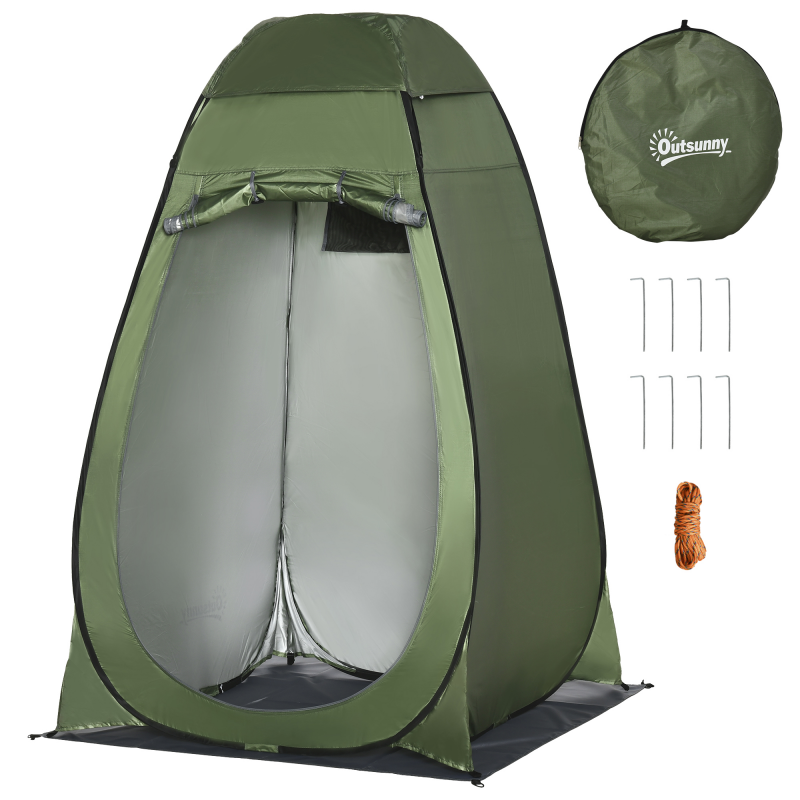 Outsunny Pop-Up Duschzelt Toilettenzelt für Camping 126x124x189cm Dunkelgrün mit Tragetasche für mobile Outdoor Toilette Aosom.de – Bild 1 von 2
