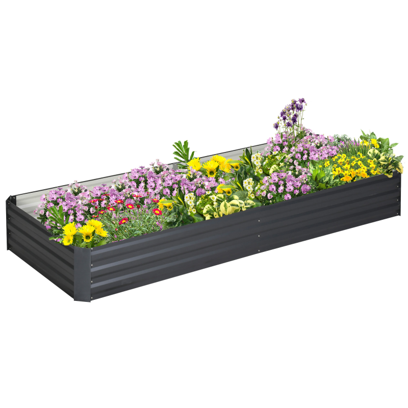 Outsunny Hochbeet aus Stahl 241 x 90,5 x 30 cm Pflanzkasten Blumenkasten Gartenbeet Kräuterbeet Gemüsebeet Grau für Gartenliebhaber Aosom.de – Bild 1 von 2