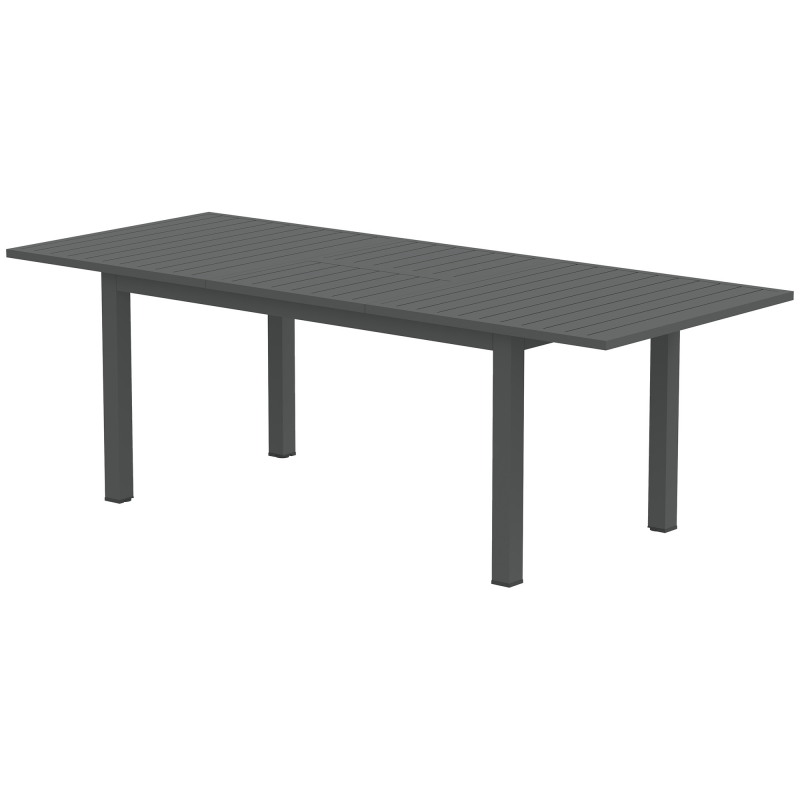 Outsunny Gartentisch Erweitert 160/220x90cm Aluminium Outdoor Esstisch für 6-8 Personen Lamellenoptik Wetterfest für Garten Terrasse Grau Aosom.de – Bild 1 von 2