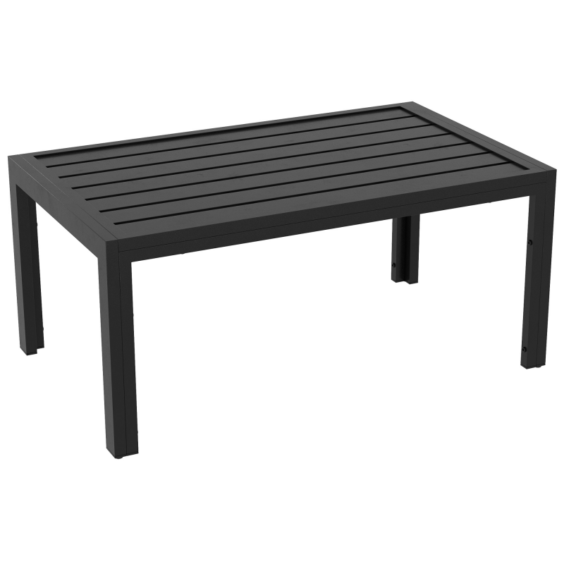 Outsunny Beistelltisch Balkontisch aus Stahl Rechteckig Kaffeetisch wetterfest Gartentisch pflegeleicht Sofatisch Outdoor Tisch für Balkon Garten Terrasse Veranda Wohnzimmer, 101,5x61x46 cm Schwarz Aosom – Bild 1 von 2