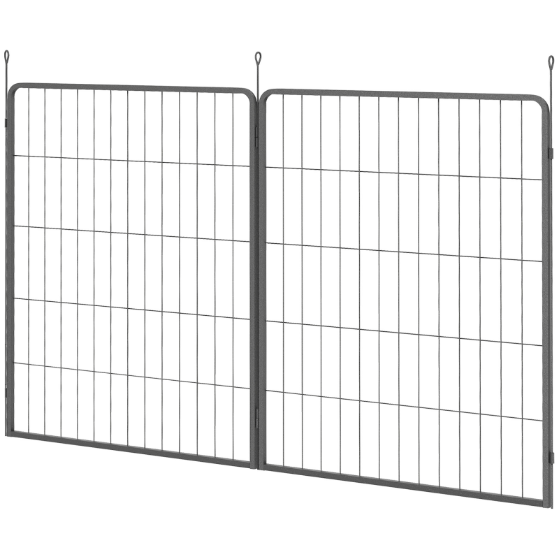 PawHut 2er-Set Erweiterung 2 Hundezaun-Paneele für Freigehege, 80 x 100 cm Welpenzaun aus Stahl, für kleine bis große Hunde Schwarz Aosom – Bild 1 von 2