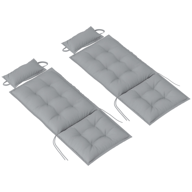 Outsunny 2er Set Auflage für Sonnenliege Wasserabweisend Liegenauflage für Gartenliege Polsterauflage für Strandliege Liegestuhl Kissen Polster für Gartenmöbel Auflagen 50x116x5 cm, Hellgrau Aosom – Bild 1 von 2