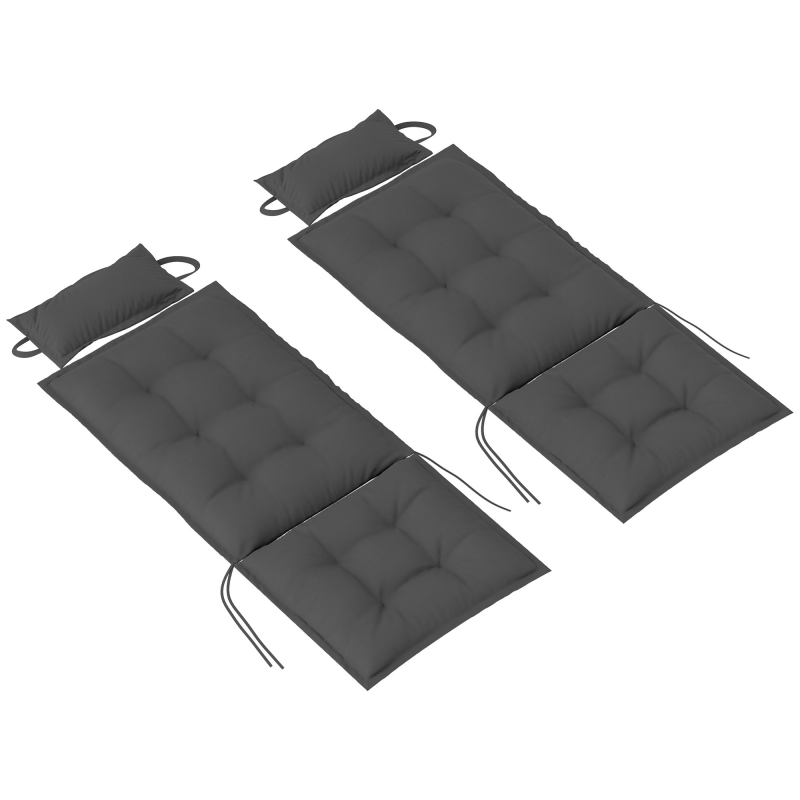Outsunny 2er Set Auflage für Sonnenliege Wasserabweisend Liegenauflage für Gartenliege Polsterauflage für Strandliege Liegestuhl Kissen Polster für Gartenmöbel Auflagen 50x116x5 cm, Dunkelgrau Aosom – Bild 1 von 2