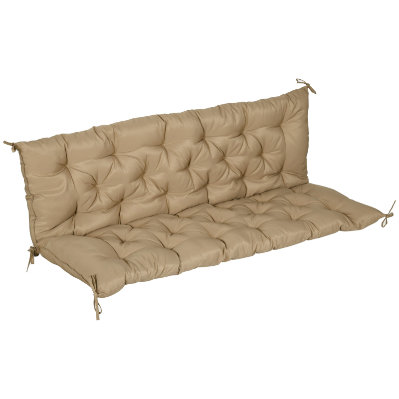Outsunny 3 Sitzer Bankauflage 150x98x8 cm Bankkissen mit Bändern, Sitzkissen, Outdoor/Indoor Stuhlkissen, Sitzauflage, Sitzpolster, Bankpolster für Gartenmöbel, Sitzbank Hollywoodschaukel, Khaki Aosom – Bild 1 von 2