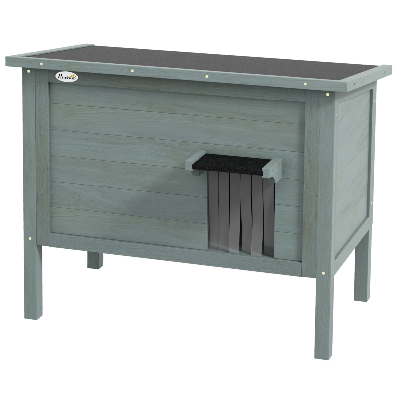 PawHut Katzenhaus aus Holz Winterfest wasserdicht Katzenhütte mit aufklappbar Pultdach Katzenhöhle Katzenkiste Outdoor Schutzhütte für Draußen Garten Balkon 85 x 50 x 68,5 cm Dunkelgrau Aosom – Bild 1 von 2