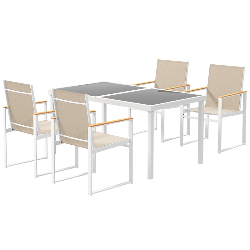Outsunny Sitzgruppe 5 tlg. Essgruppe für 4 Personen Abnehmbar Esstisch mit 4 Stühle, Esszimmergruppe Küchentisch-Set mit Stahlgestell Balkonmöbel Gartenmöbel für Terrasse, Balkon Mehrfarbig Aosom – Bild 1 von 2