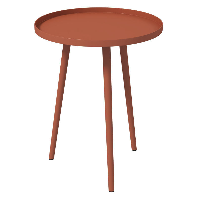 Outsunny Beistelltisch Garten, wetterfester Gartentisch mit erhöhtem Rand, Balkontisch aus Stahl, runder Kaffeetisch 20kg belastbar, Ø40x50H cm, Sofatisch für Outdoor Indoor Balkon Terrasse Rot Aosom – Bild 1 von 2
