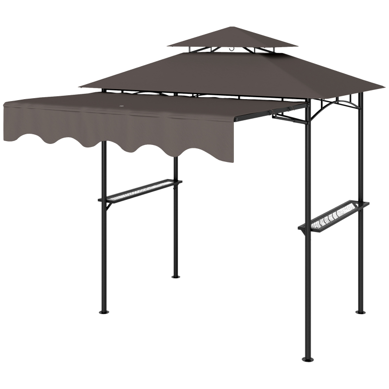 Outsunny Grillpavillon 242x149x248 cm wasserabweisend flammhemmend Gartenpavillon mit Doppelschichtdach Seitenregalen, UV 30+Gartenlauben, BBQ Pavillon, Gartenzelt für Garten Picknick BBQ Kaffee Aosom – Bild 1 von 2