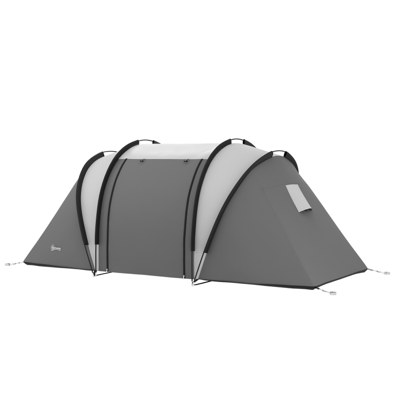 Outsunny Campingzelt für 4-5 Personen leicht wasserabweisend Familienzelt mit 3 Zimmer Seitentür Fenster, Zelt mit 3000mm Wassersäule Tunnelzelt Kuppelzelt für Camping Reise Garten Aosom – Bild 1 von 2