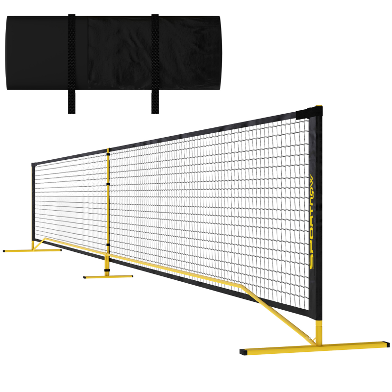 SPORTNOW Pickleball-Netz tragebar, 6,7 m mit Tragetasche, Metallrahmen für Indoor Outdoor Gelb Aosom – Bild 1 von 2