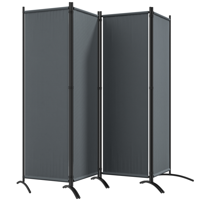 Outsunny Paravent 221 x 172 cm, 4-Panel Garten-Paravent mit breiten Füßen, für Terrasse, Pool, aus 180 g/m² Polyesterstoff, Dunkelgrau Aosom – Bild 1 von 2