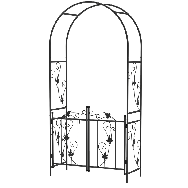 Outsunny Gartenbogen aus Stahl, Rosenbogen mit Doppeltor für Kletterpflanzen, Rosen, Glyzinienreben, zur Dekoration von Zeremonien, 107 x 45 x 217 cm, schwarz Aosom – Bild 1 von 2