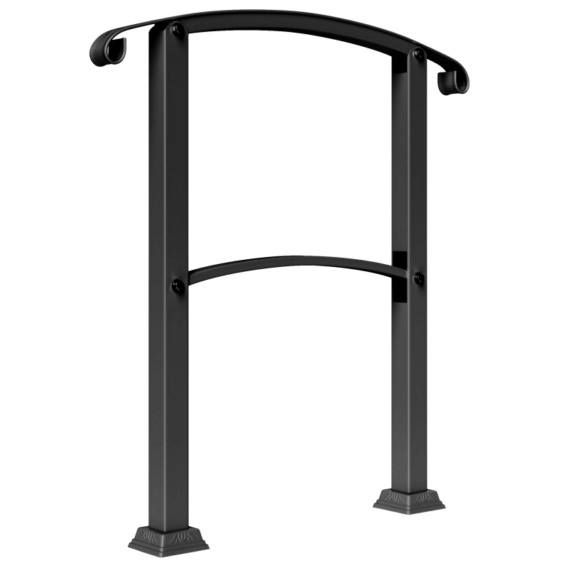 Outsunny Treppengeländer 1 bis 3 Stufen, Geländer für Treppe, verstellbar 0-45°, Treppenhandlauf, mit Montagesatz, Kapazität 30 kg, Schwarz Aosom – Bild 1 von 2