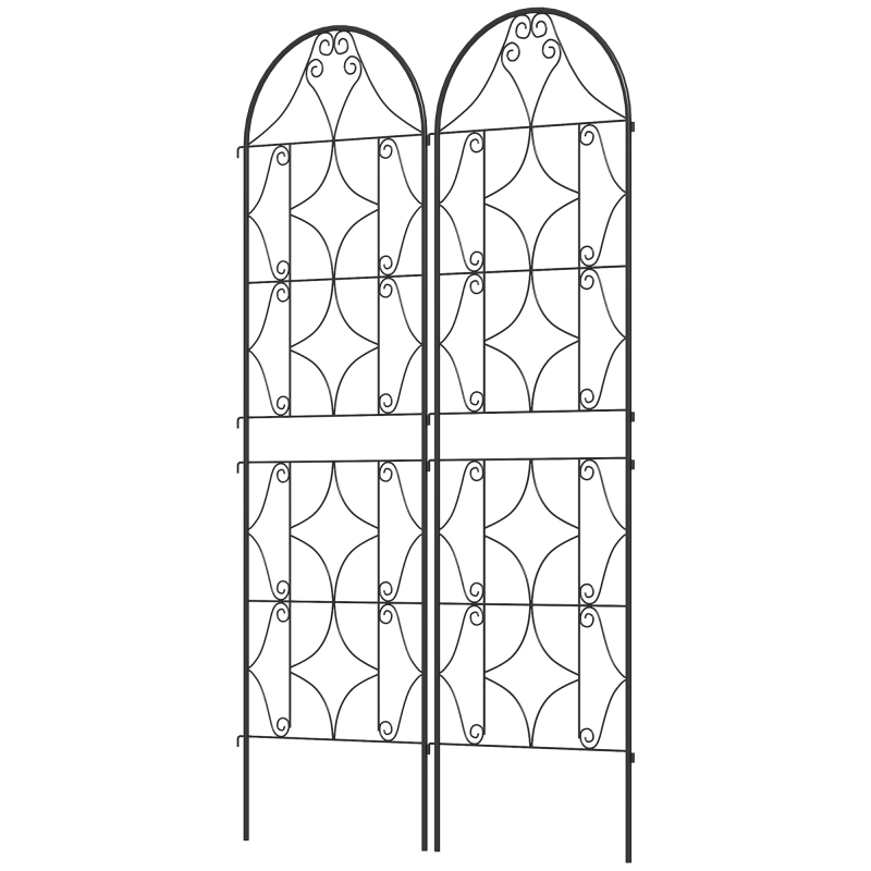 Outsunny Kletterpflanzenstütze mit unregelmäßigem Muster, Set mit 2, Garten-Treppengitter für Gemüse, Reben, Blumen, aus Metall, 50 x 180 cm, Schwarz Aosom – Bild 1 von 2