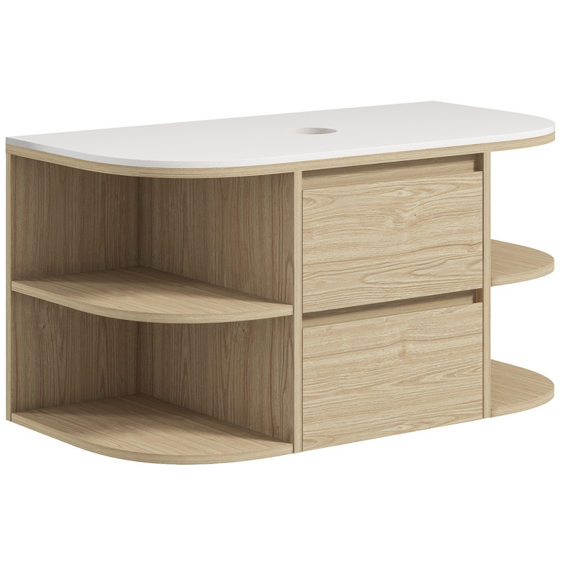 HOMCOM Badezimmer-Unterschrank mit hängendem Waschbecken, Waschtischunterbau, Wandmontage mit Soft-Close-Schubladen und Regalen - Maße 90B x 45T x 46H cm, Braun Aosom – Bild 1 von 2