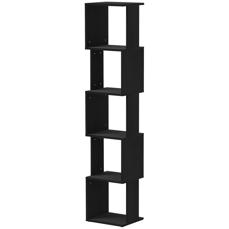 HOMCOM Bücherregal Aufbewahrungsregal mit 5 Ebenen Holzregal, Würfel Aufbewahrung für Wohnzimmer, Homeoffice, 33 x 28 x 161 cm, Schwarz Aosom – Bild 1 von 2