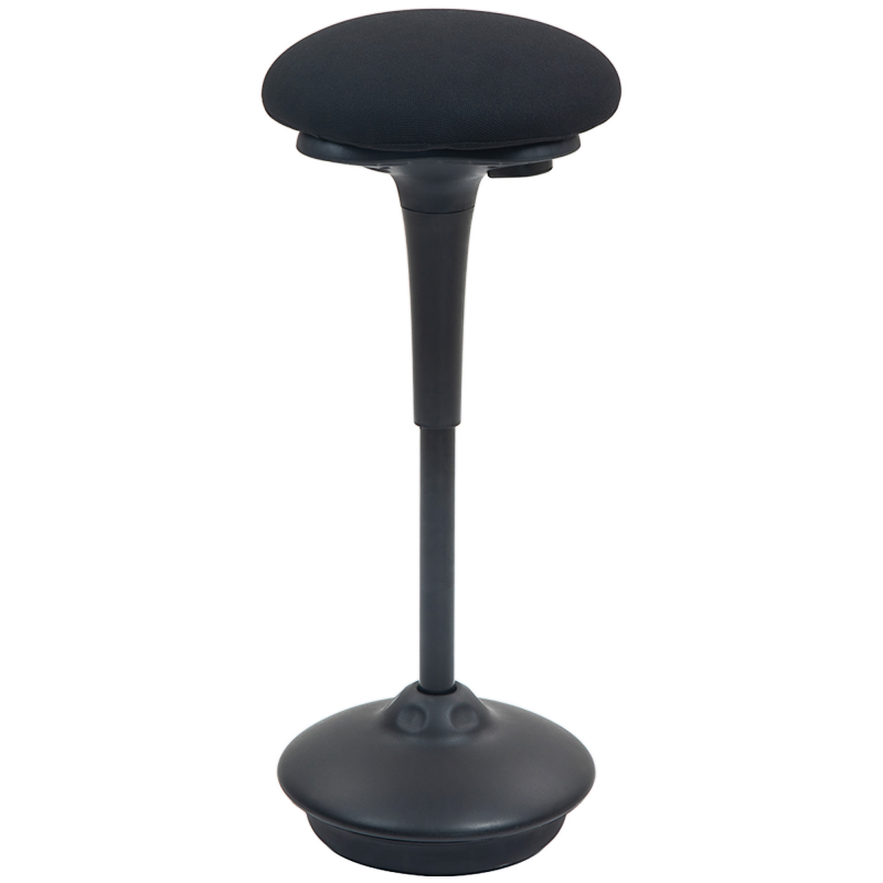 HOMCOM Stehhocker, ergonomischer Hocker, höhenverstellbar 70-90 cm, 360°-Schwenksitz, großer Standfuß, mit rutschfesten Fußpolstern, gepolstertes Kissen, schwarz Aosom – Bild 1 von 2