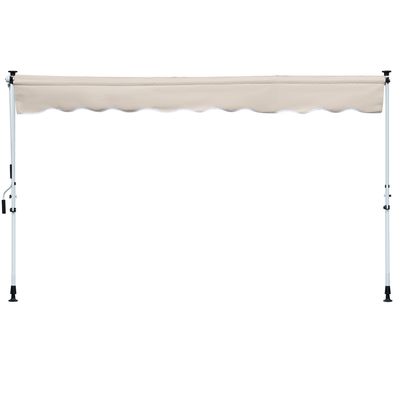 Outsunny Manueller ausziehbarer Markisenstore 4 x 1,2 m Sonnensegel ohne Bohren Einstellbare Neigung und Höhe Schnelle Installation Metall Alu Polyester UV-Schutz Creme Aosom – Bild 1 von 2