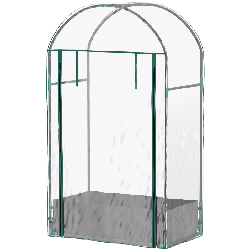 Outsunny Garten-Gewächshaus, Balkon-Gewächshaus, verstärkte PVC-Abdeckung, Stahlrahmen, aufrollbare Reißverschlusstür, mit Pflanzsack, für Gemüse Pflanzen, innen und außen, 89x50x152cm transparent Aosom – Bild 1 von 2