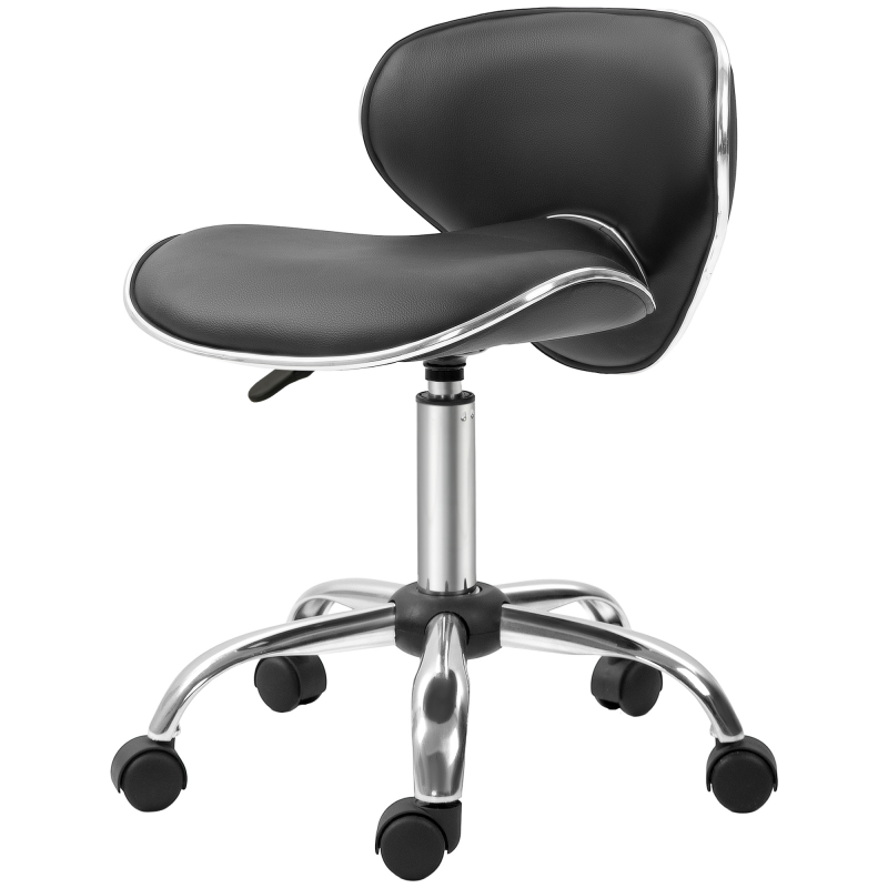 HOMCOM Drehstuhl mit höhenverstellbarer 44-56 cm Rückenlehne, 360° drehbarer Bürohocker für Massage-Salon, Büro, Klinik, Schwarz Aosom – Bild 1 von 2