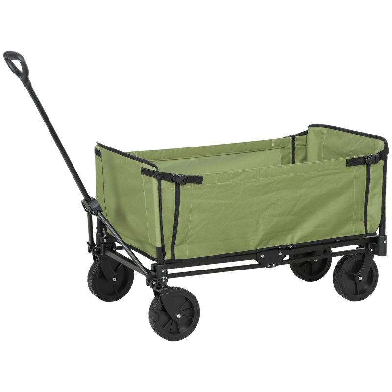 Outsunny Faltbarer Gartenwagen 130 L, Transportwagen mit abnehmbarer Tasche, Rollwagen mit drehbarem Teleskopgriff, Stahlanhänger, Schwarz Aosom – Bild 1 von 2