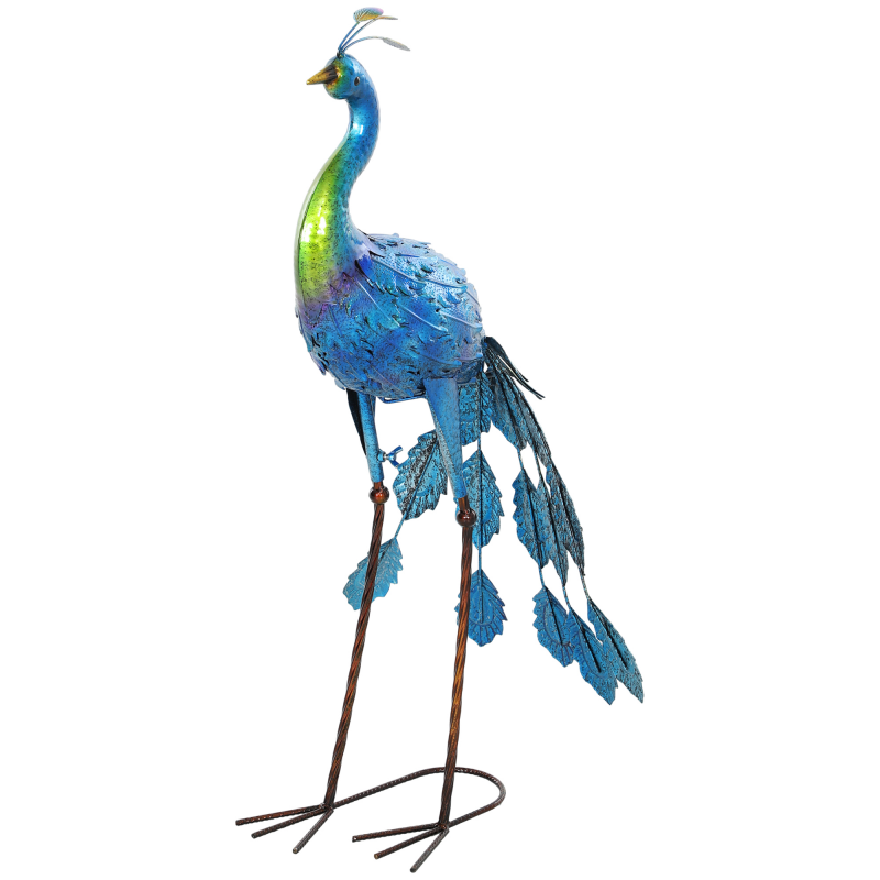 Outsunny Pfau Statue für den Garten, Garten Dekoration aus Metall, wetterbeständig für Gärten, Veranden, Terrassen, 83H cm, Multicolor Aosom – Bild 1 von 2