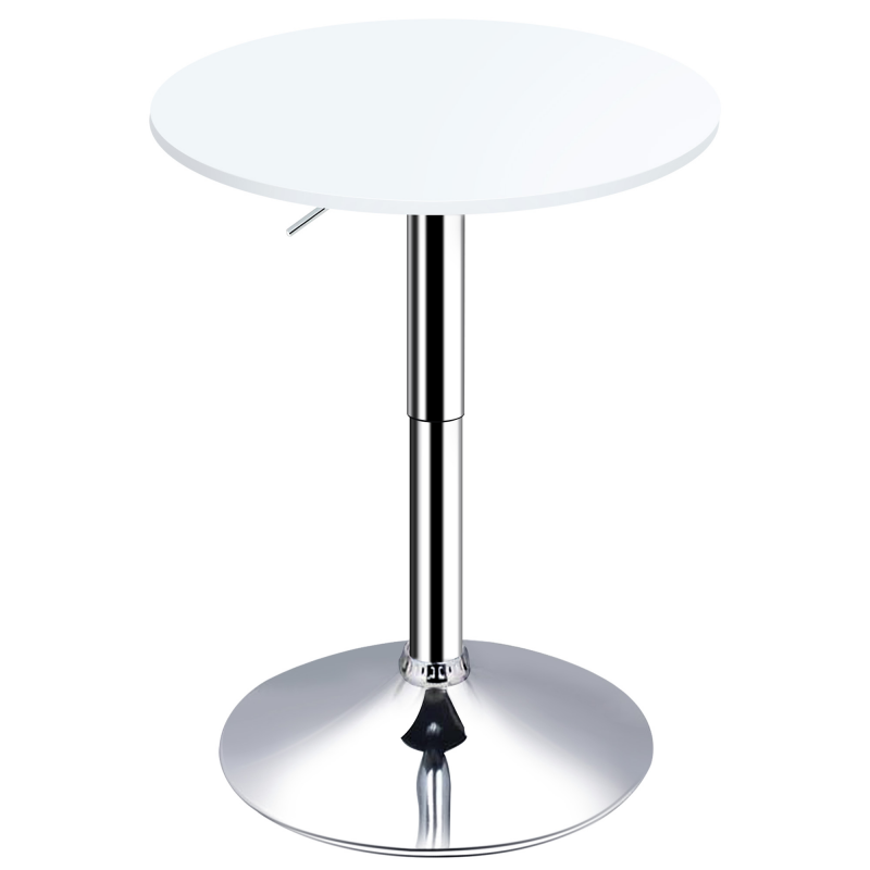 HOMCOM Runder Stehtisch Bistrotisch Küchentisch - höhenverstellbar 69-93 cm und drehbarer Holzplatte, Metallbasis, weiß Aosom – Bild 1 von 2