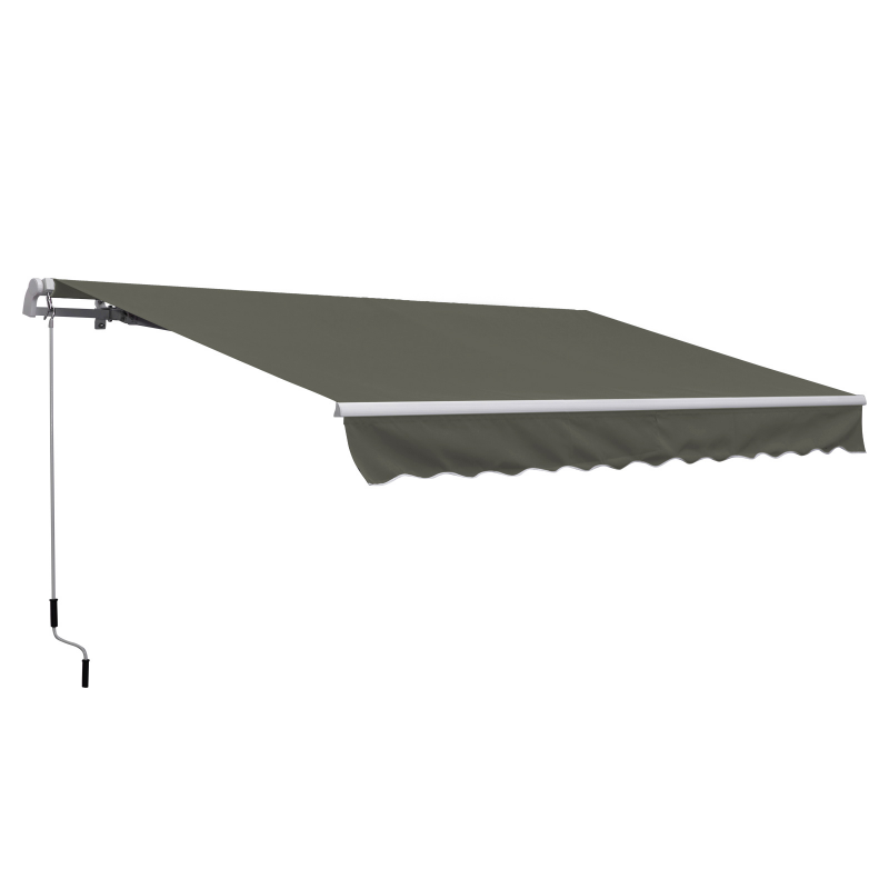 Outsunny Markise Manuell retraktierbarer Neigungswinkel Aluminium Polyester wasserfest 3,5 x 2,5 m Grau Aosom – Bild 1 von 2