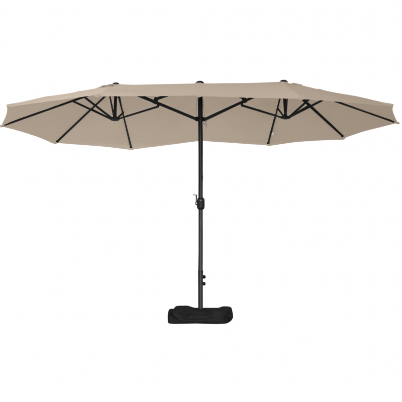 Outsunny Gartenschirm doppelt rechteckig 4,6L x 2,7B x 2,4H m mit Kurbelöffnung und -schließung, Sandsäcken und Schirmfuß inklusive, Sonnenschirm für Balkon, Pool, Khaki Aosom – Bild 1 von 2