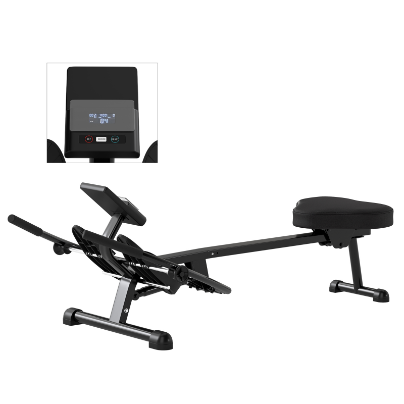 SPORTNOW Rudergerät mit 12 Stufen hydraulischem Widerstand, Heimrudergerät, Rudertraining mit LCD-Bildschirm und rutschfestem Pedal, maximale Kapazität 130KG, Cardio-Training zu Hause, Schwarz Aosom – Bild 1 von 2