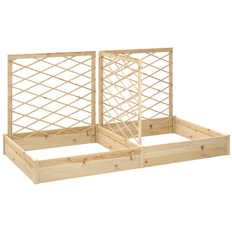 Outsunny Jardinière mit 3 anpassbaren Gittern, erhöhtes Gartenbeet, Außenblumenkasten aus Holz für Balkon Terrasse Patio, 222 x 114 x 109 cm, Naturholz Aosom – Bild 1 von 2