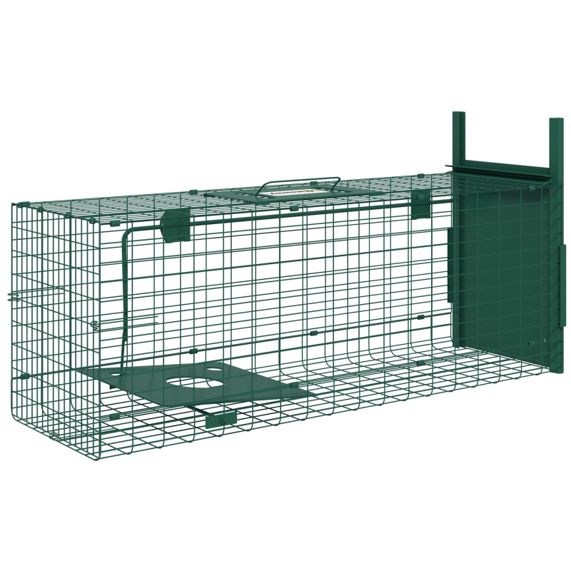 Outsunny Lebendfalle aus Stahl mit 1 Eingang für Ratten und Mäuse Maße 80L x 25B x 30H cm dunkelgrün Aosom – Bild 1 von 2
