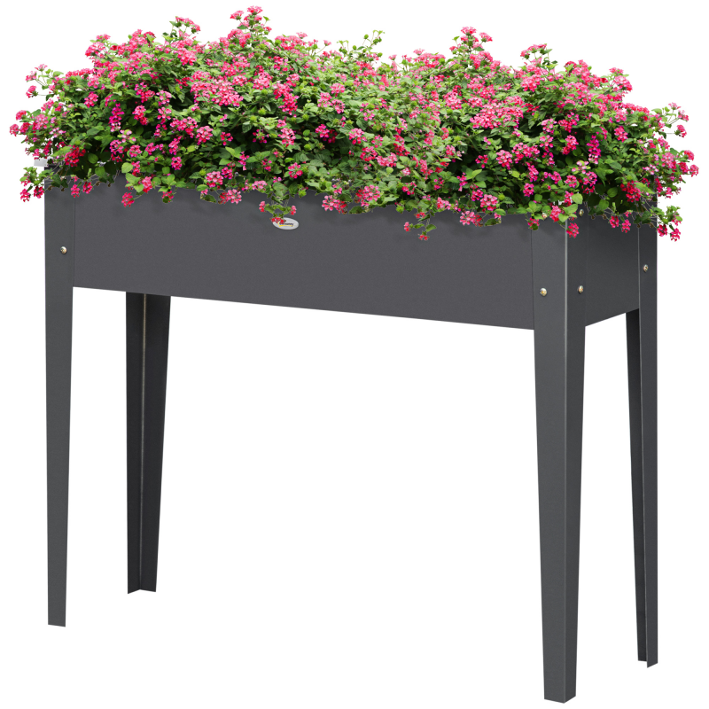 Outsunny Hochbeet-Pflanzschale auf Beinen quadratisch 100 x 30 x 80 cm mit Entwässerungsloch - feuerverzinkter Stahl grau Aosom – Bild 1 von 2