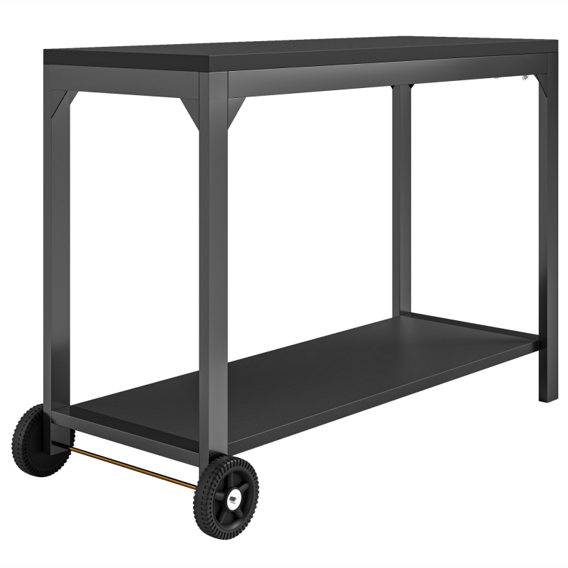 HOMCOM Gartenwagen aus Stahl Planchawagen Servierwagen mit Rollen Outdoor Servierwagen mit Arbeitsfläche 135 x 55 x 86,5 cm Schwarz Aosom – Bild 1 von 2