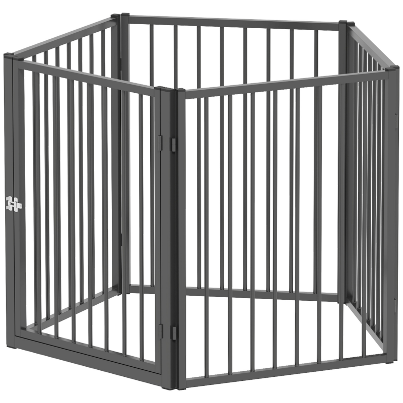 PawHut Hundepark, 5-teiliges, modulares und faltbares Gehege aus Metall, 76H cm mit Tür, Zaun für Katzen, Welpen und kleine Tiere, für drinnen und draußen, schwarz Aosom – Bild 1 von 2