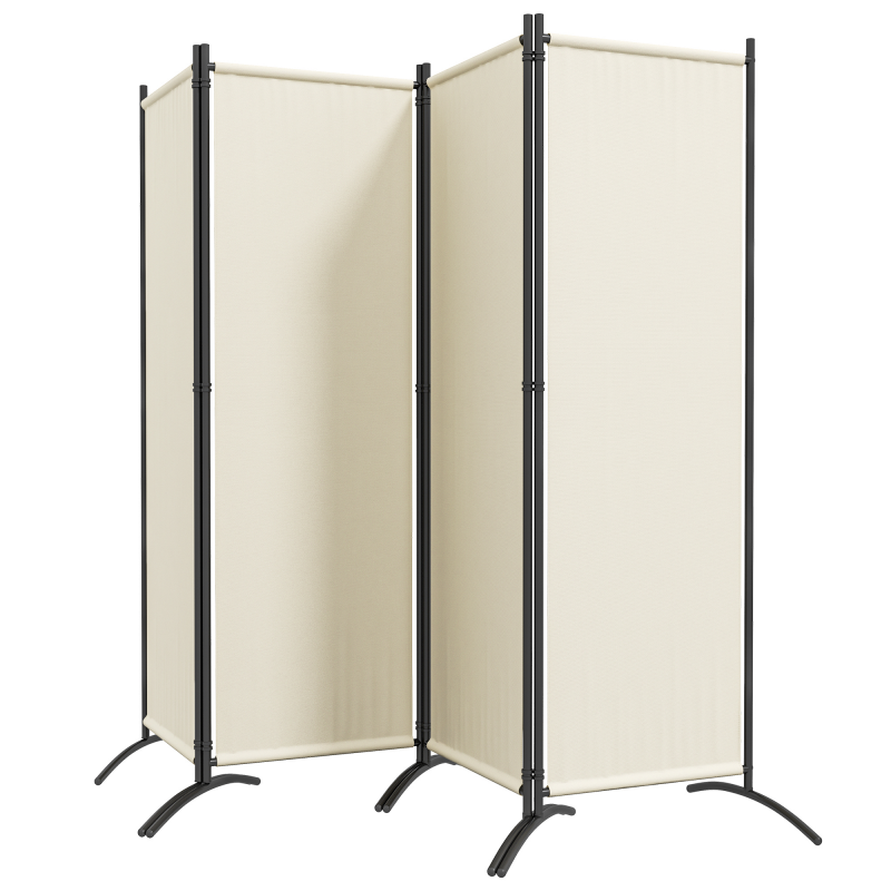 Outsunny Paravent 221 x 172 cm, 4-Panel Garten-Paravent mit breiten Füßen, für Terrasse, Pool, aus 180 g/m² Polyesterstoff, Creme Aosom – Bild 1 von 2